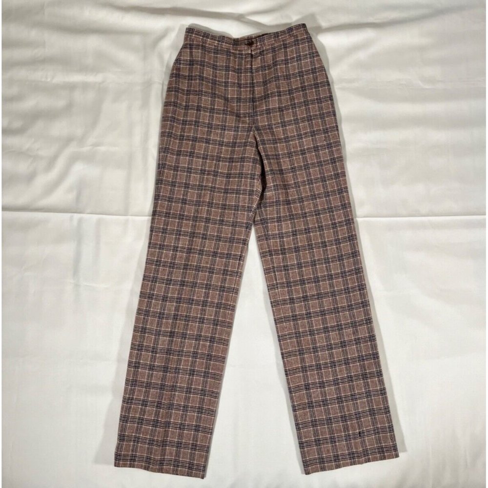 PENDLETON Vintage Plaid Trousers Pants Wool Deadstock NWT 80s Brown Tan 11 / 12 - Picture 10 of 11